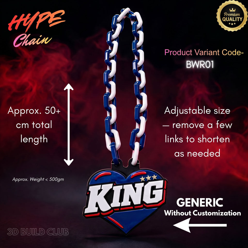 King Chain (Heart Style) Prop with Name – Personalized Birthday Gift for Boys & Men