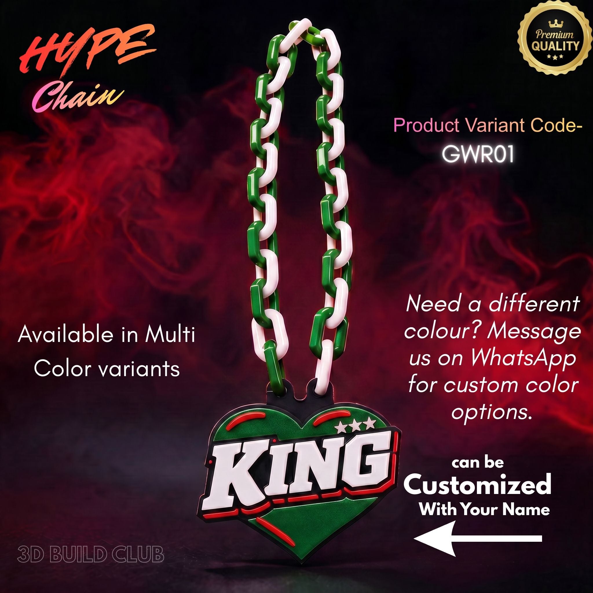 King Chain (Heart Style) Prop with Name – Personalized Birthday Gift for Boys & Men