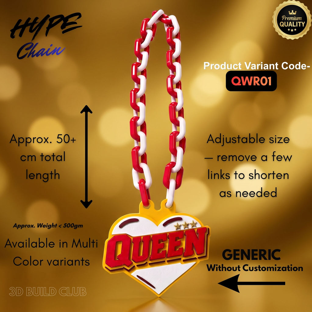 Queen Chain (Heart Style) Prop with Name – Personalized Birthday Gift for Girls & Women