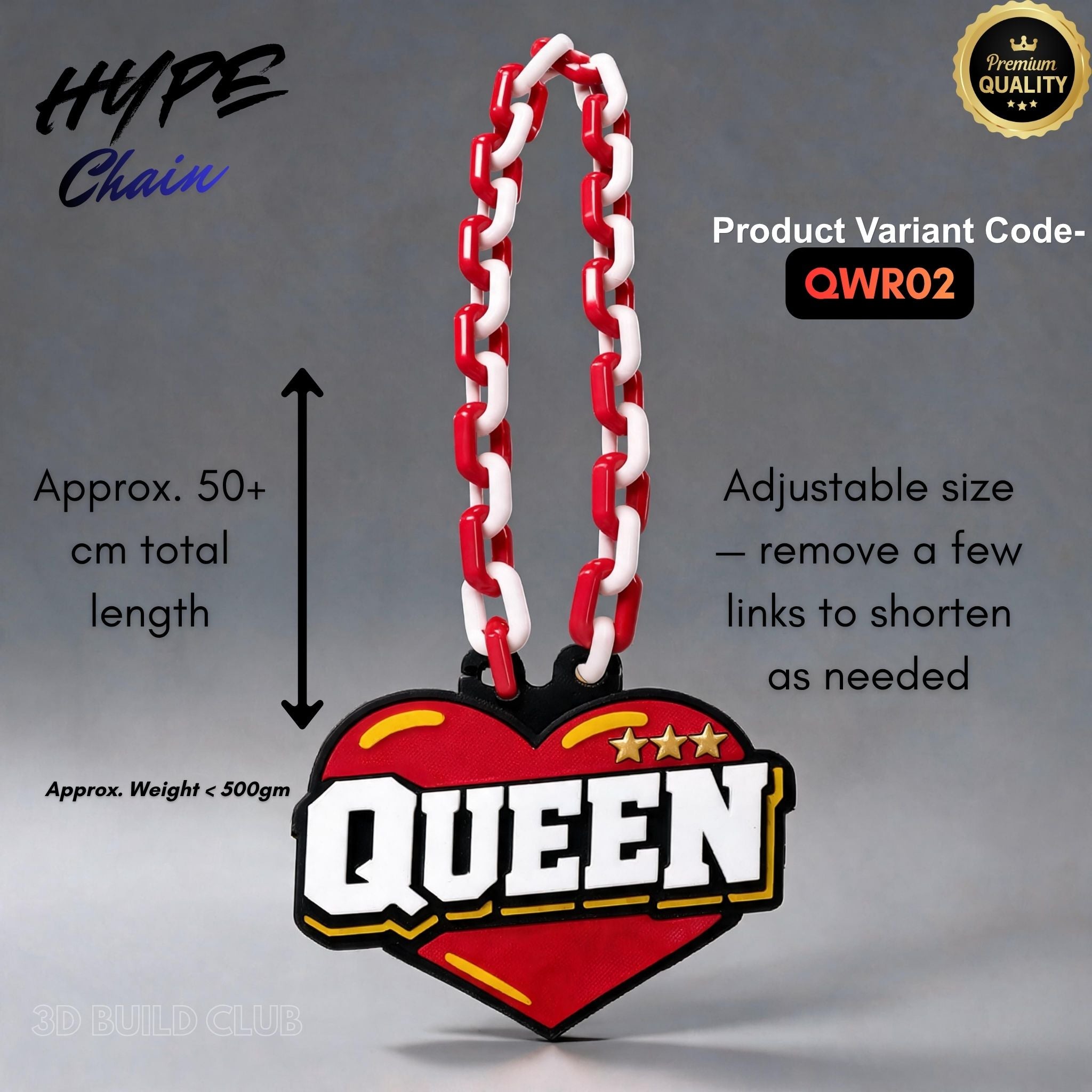 Queen Chain (Heart Style) Prop with Name – Personalized Birthday Gift for Girls & Women