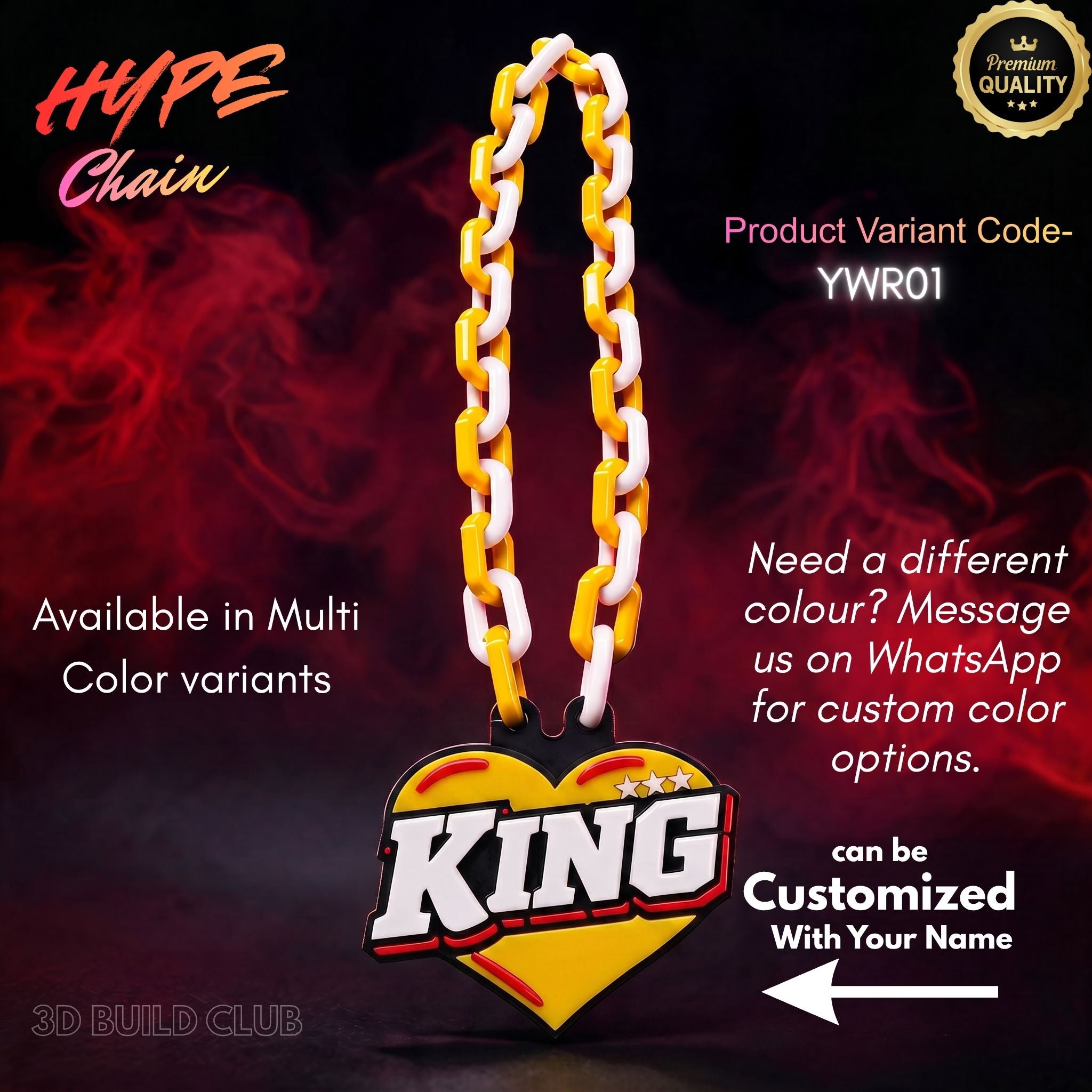 King Chain (Heart Style) Prop with Name – Personalized Birthday Gift for Boys & Men