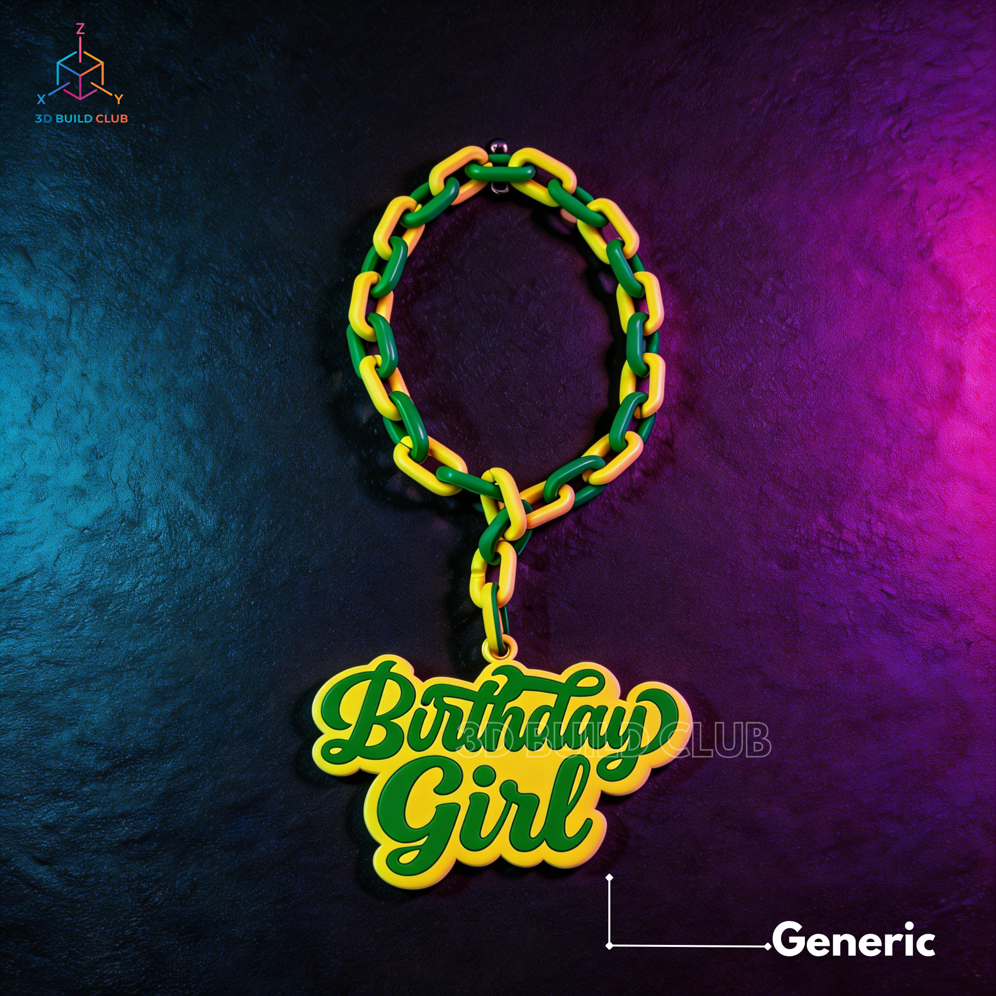 Birthday Girl Chain Prop – Personalized 3D Printed Birthday Accessory