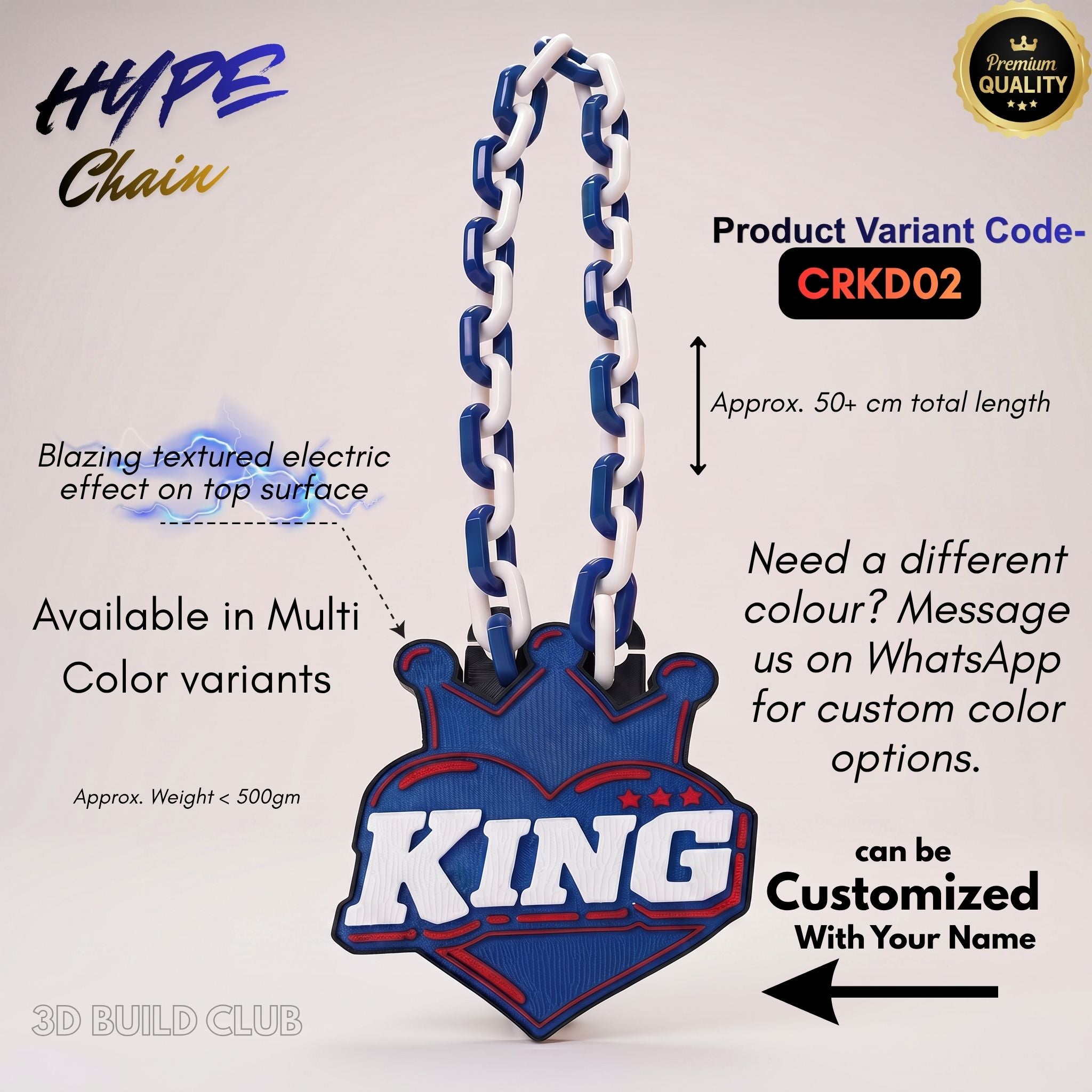 King Chain (Crown Style) Prop with Name – Personalized Birthday Gift for Boys & Men