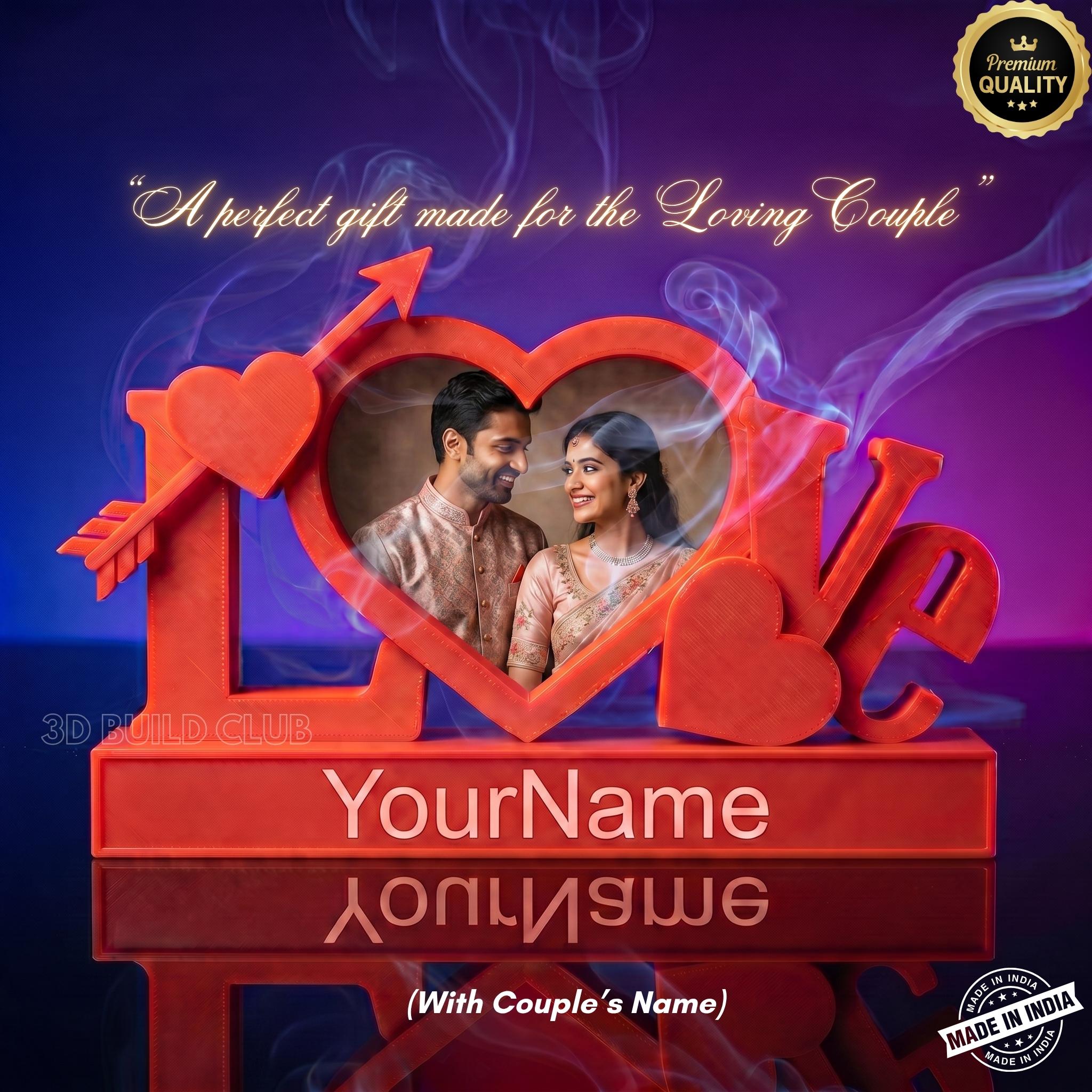 Personalized Love Photo Frame with Optional Name – Customized Couple Gift