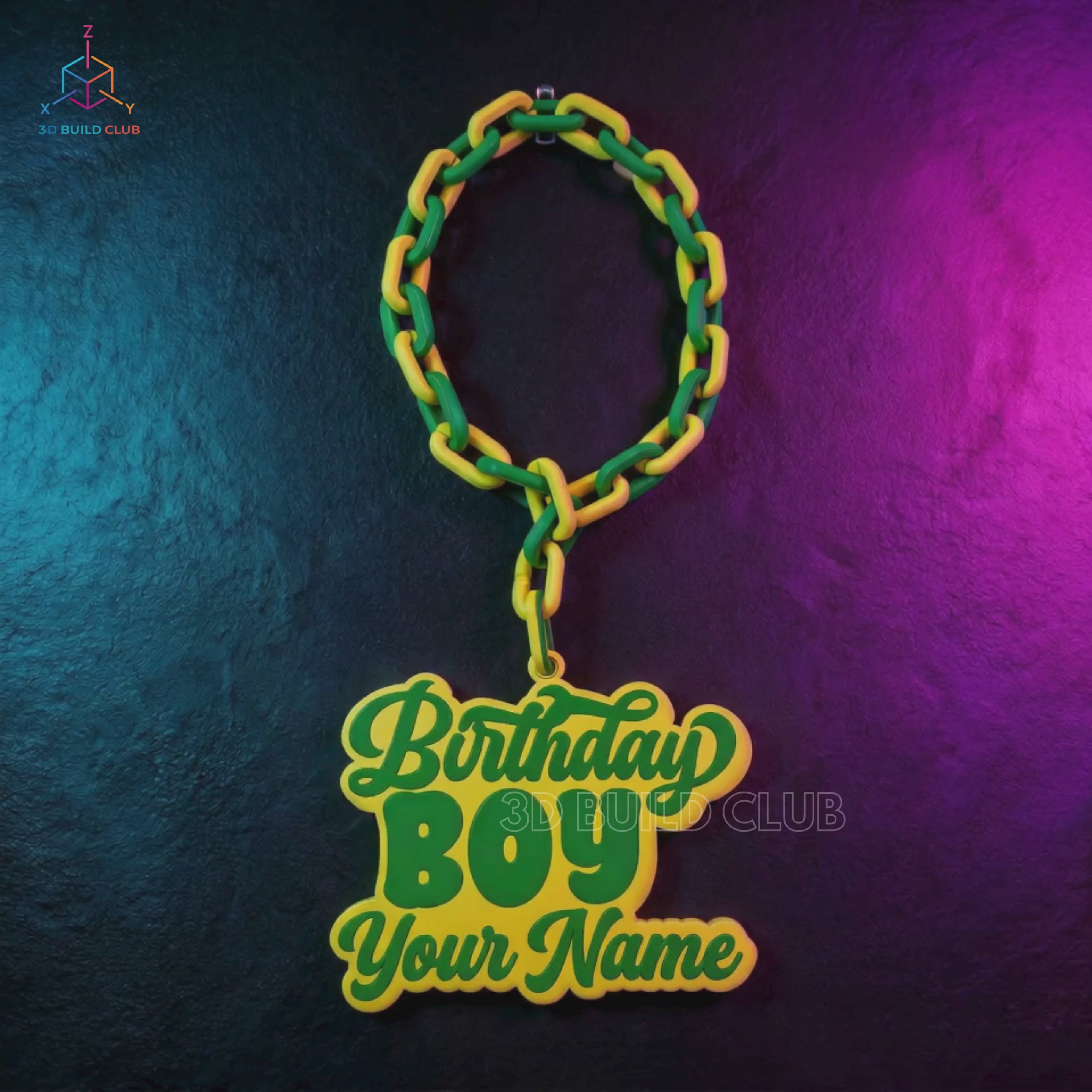Birthday Boy Chain Prop – Personalized 3D Printed Birthday Accessory